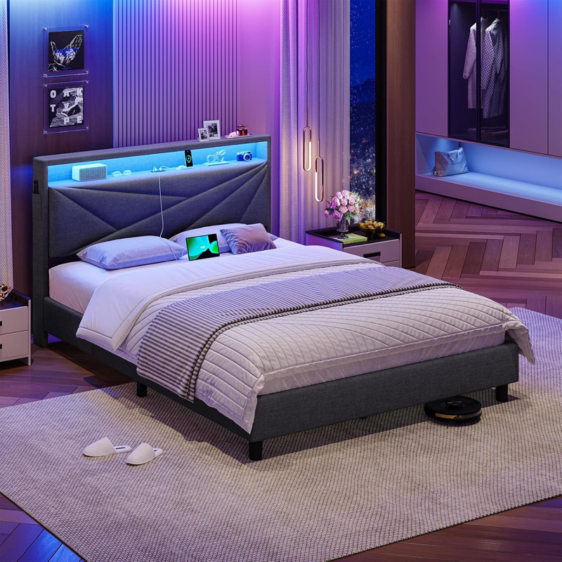 Bed, Grey, Double (4'6)