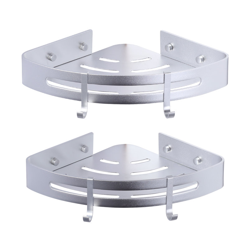 Paniers muraux triangulaires, panier de rangement argenté pour salle de bain et cuisine, Argent