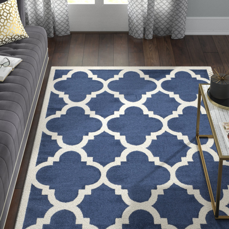 Tapis bleu marine / beige Ammundsen, Rectangle 9 pi x 12 pi