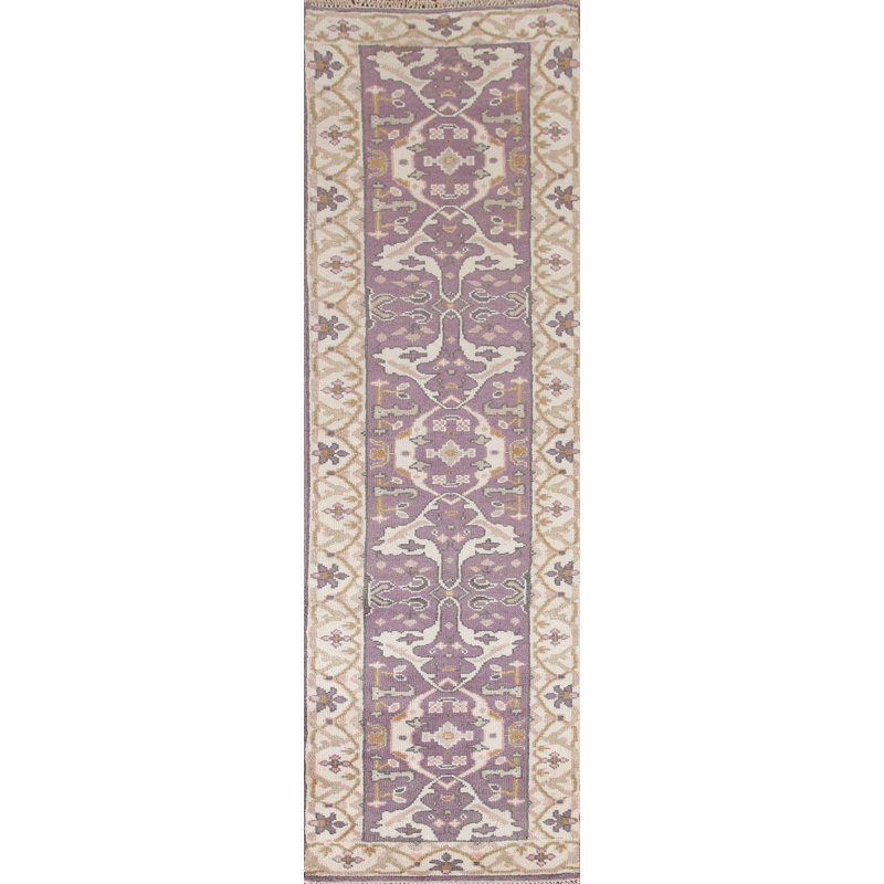 Tapis de couloir oriental mauve Oushak 3 x 10