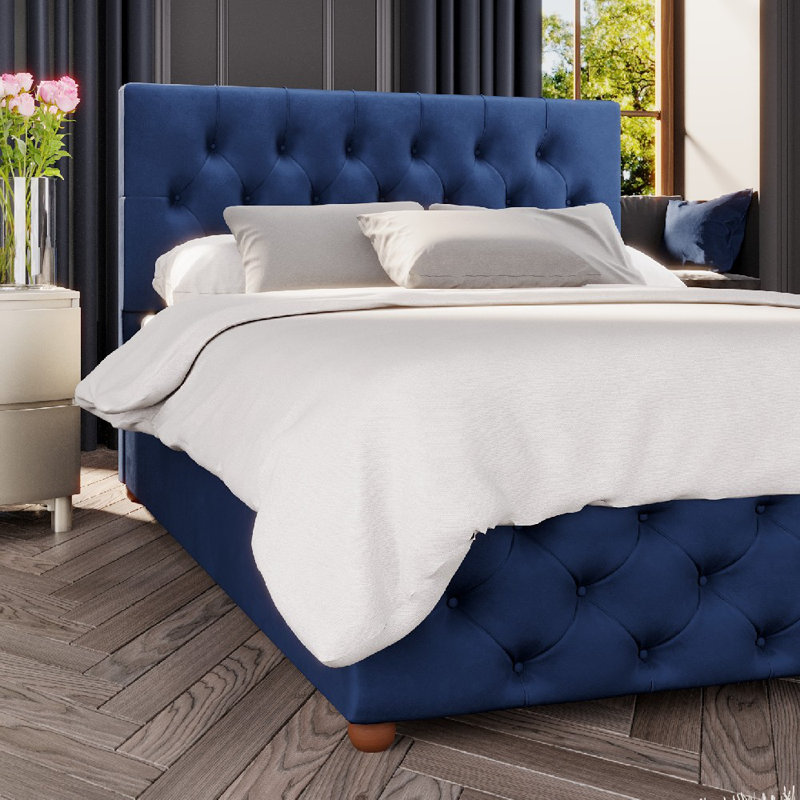 Upholstered Ottoman Bed, Super King (6'), Navy