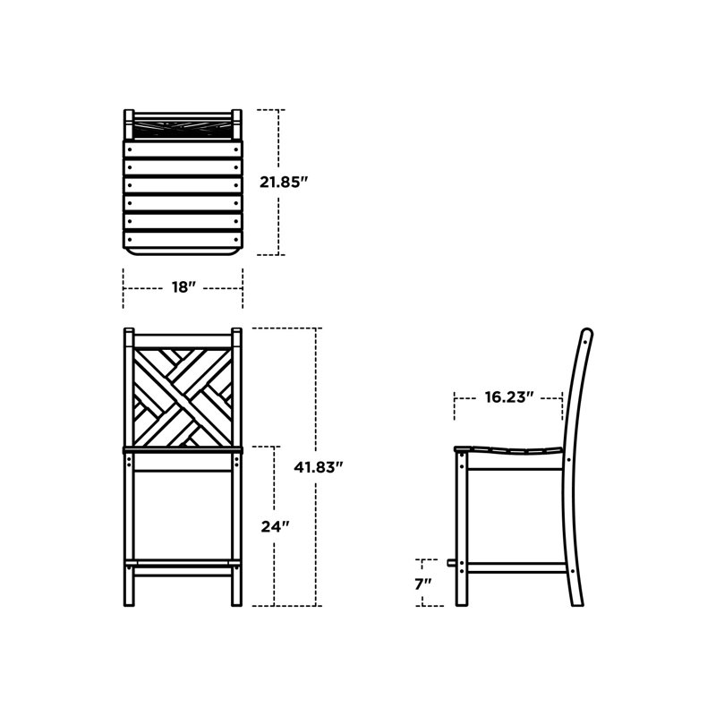 Lakeside POLYWOOD Chippendale Counter Side Chair, White