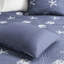 Courtepointe en coton bleu marine - 100% avec broderie lavable à la machine 4 pièces, images côtières, facile à nettoyer-120258469-120258471