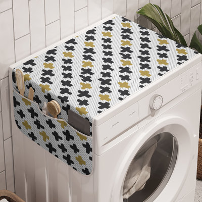 East Urban Home Modern Washing Machine Organizer Pack of 2 47" x 18.5" Dark Grey Camel and White