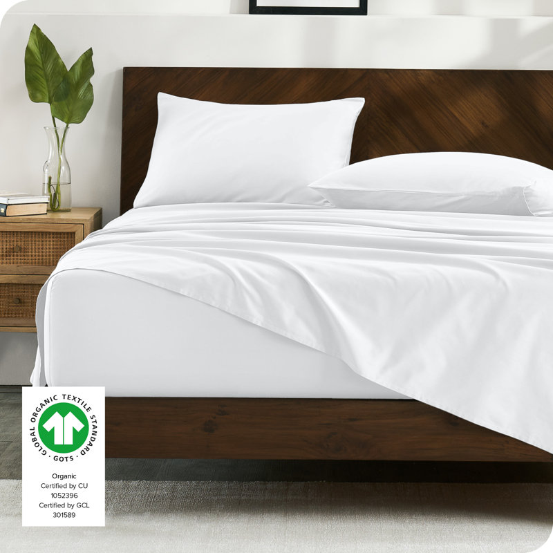 White Organic Cotton Sateen Standard Pillowcase Set