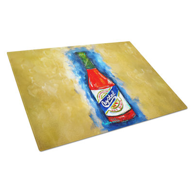 Hot Sauce Crystal Blue Glass Cutting Board