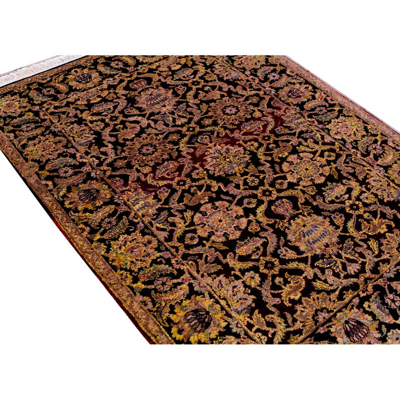 Hand-Knotted High-Quality Red and Black Area Rug