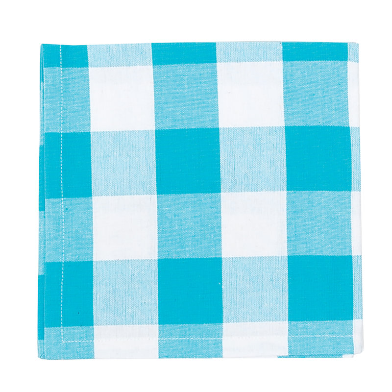 Mya-Rose Cotton Plaid Square Napkin, Turquoise