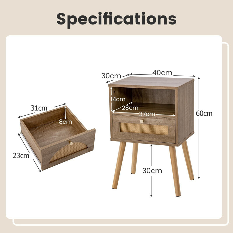 40cm W Bedside Table, 2