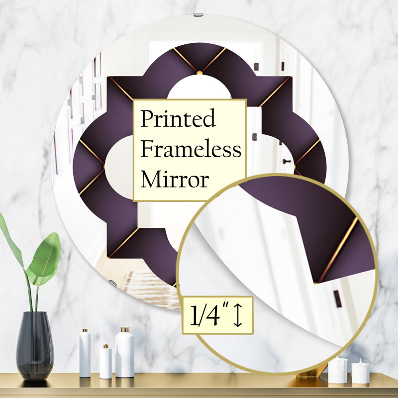 Miroir mural éclectique matelassé à motif quadrilobe, 31,5 po x 31,5 po