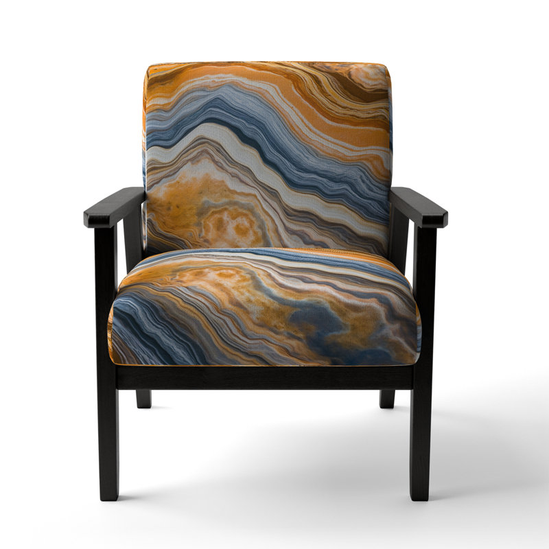 Fauteuil Berdahl, Orange, Accoudoirs carrés noirs