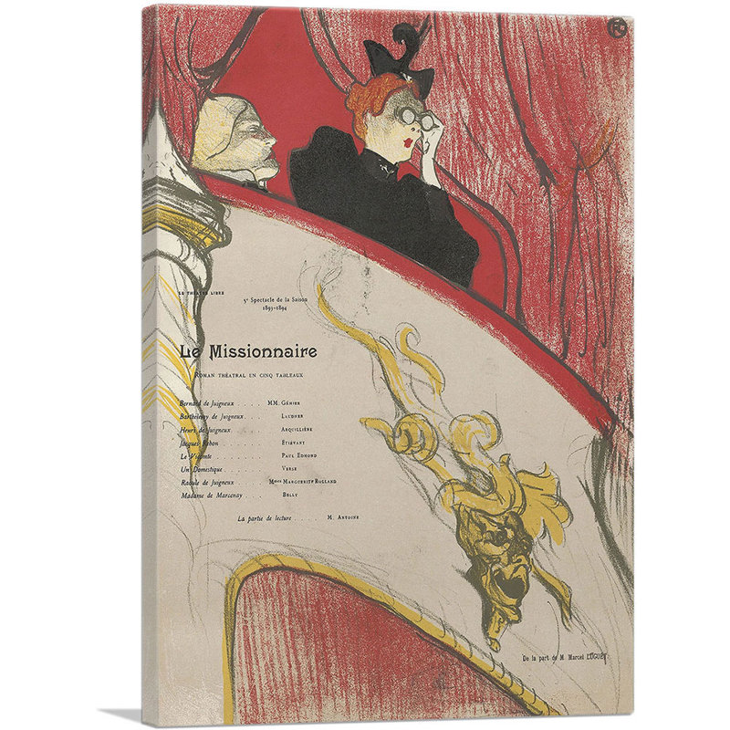 «Programme for the Missionary 1894» par Henri De Toulouse-Lautrec - reproduction d'art sur toile tendue