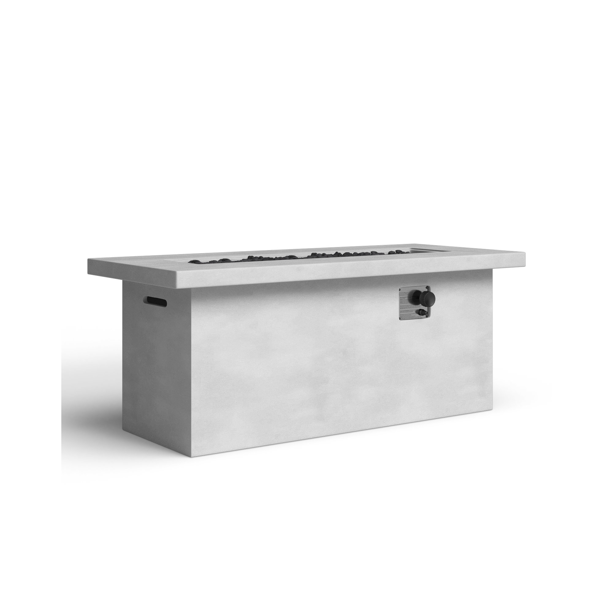 Rashid Concrete Outdoor Lipped Rectangle Fire Pit Table, Natural Concrete, 24'' H x 60'' W x 26'' D