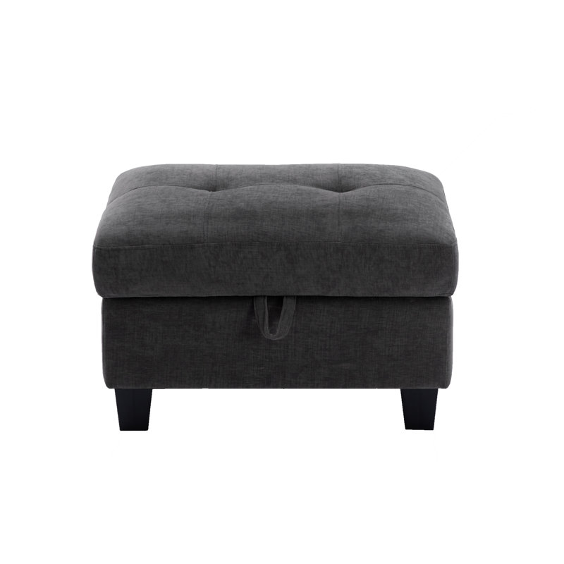 31" Wide Tufted Rectangle Standard Ottoman, Dark Gray