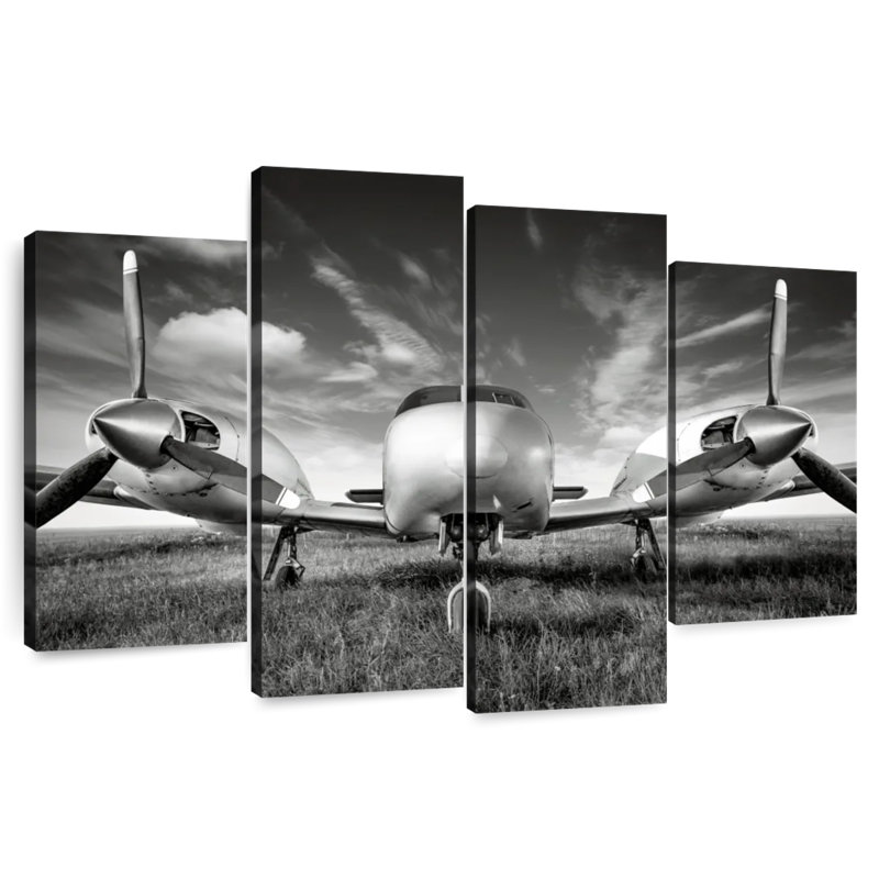 Mehar Grey Vintage Plane, 22'' H x 36'' W