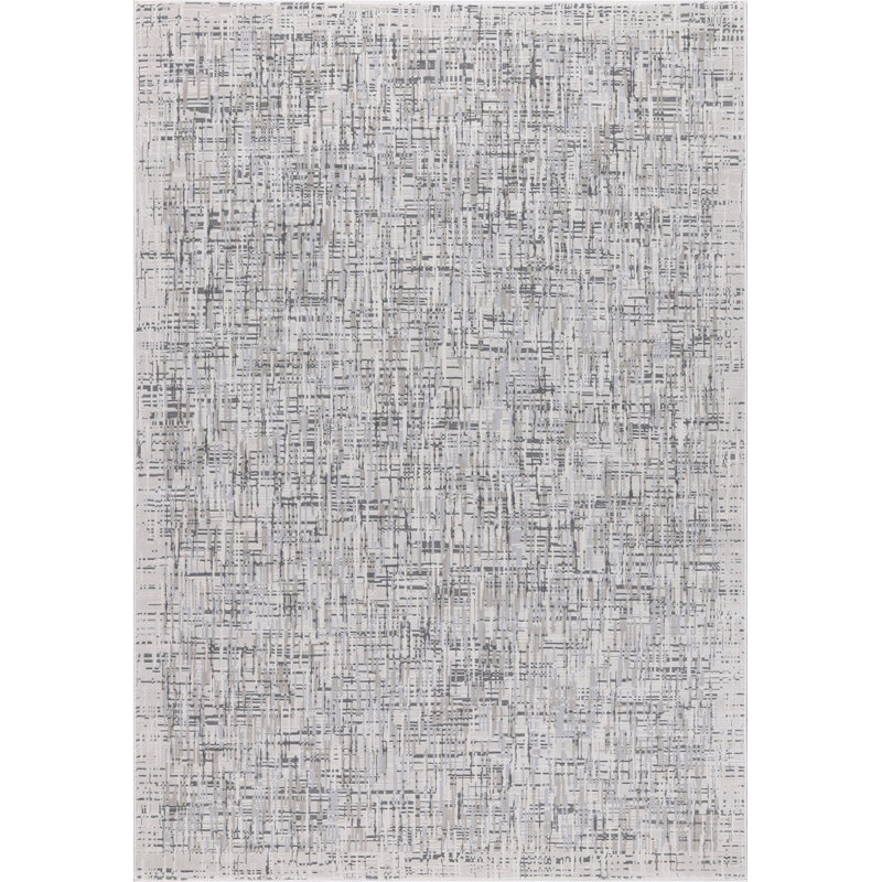 Parkwoods Collection Abstract Hash Design Neutral Area Rug, Rectangle 5'2" x 7'5"