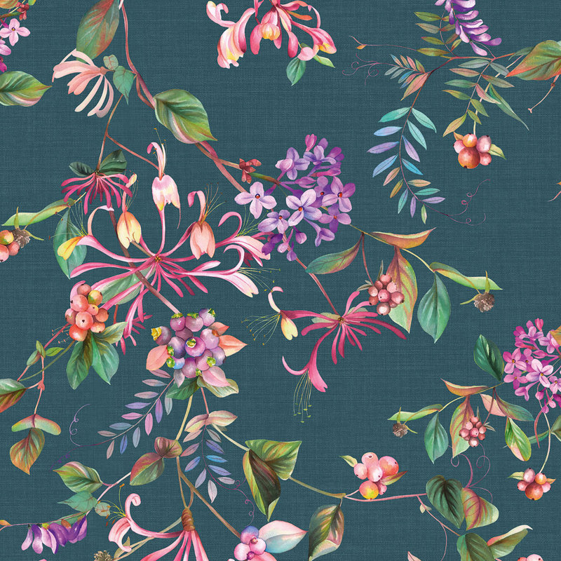 Flora Collection Summer Bouquet Wallpaper Roll, Green