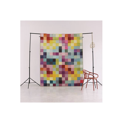Tapis décoratif multicolore à motif carré multicolore lavable à la machine