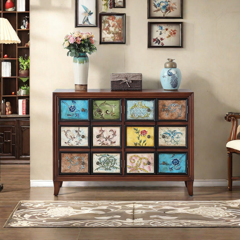 Painted four-door multi-functional accent cabinet