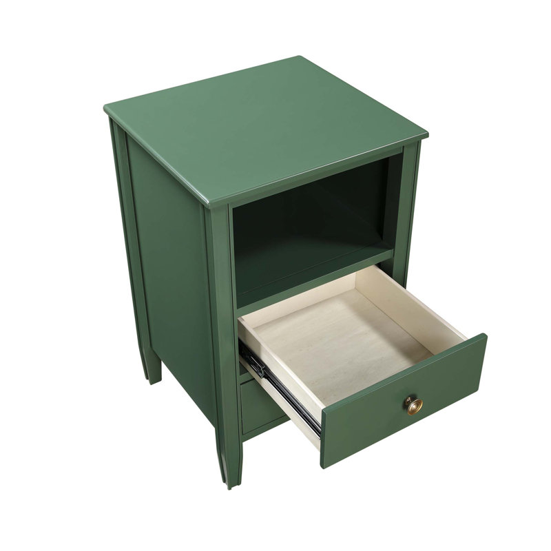 Table de chevet à 2 tiroirs Winston, Vert antique