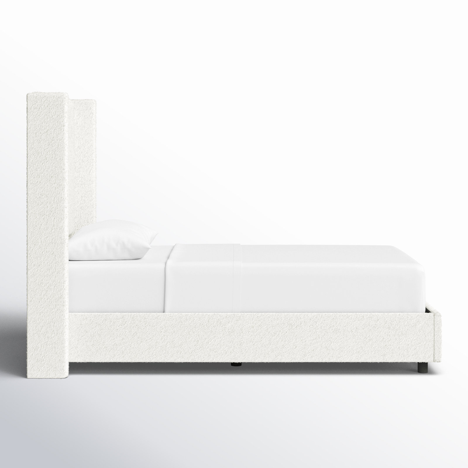 Hanson Upholstered Wingback Bed, King, Classic Snow Boucle