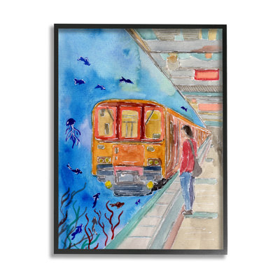 «Underwater Aquarium Subway Train», estampe numérique par Sebastian Grafmann