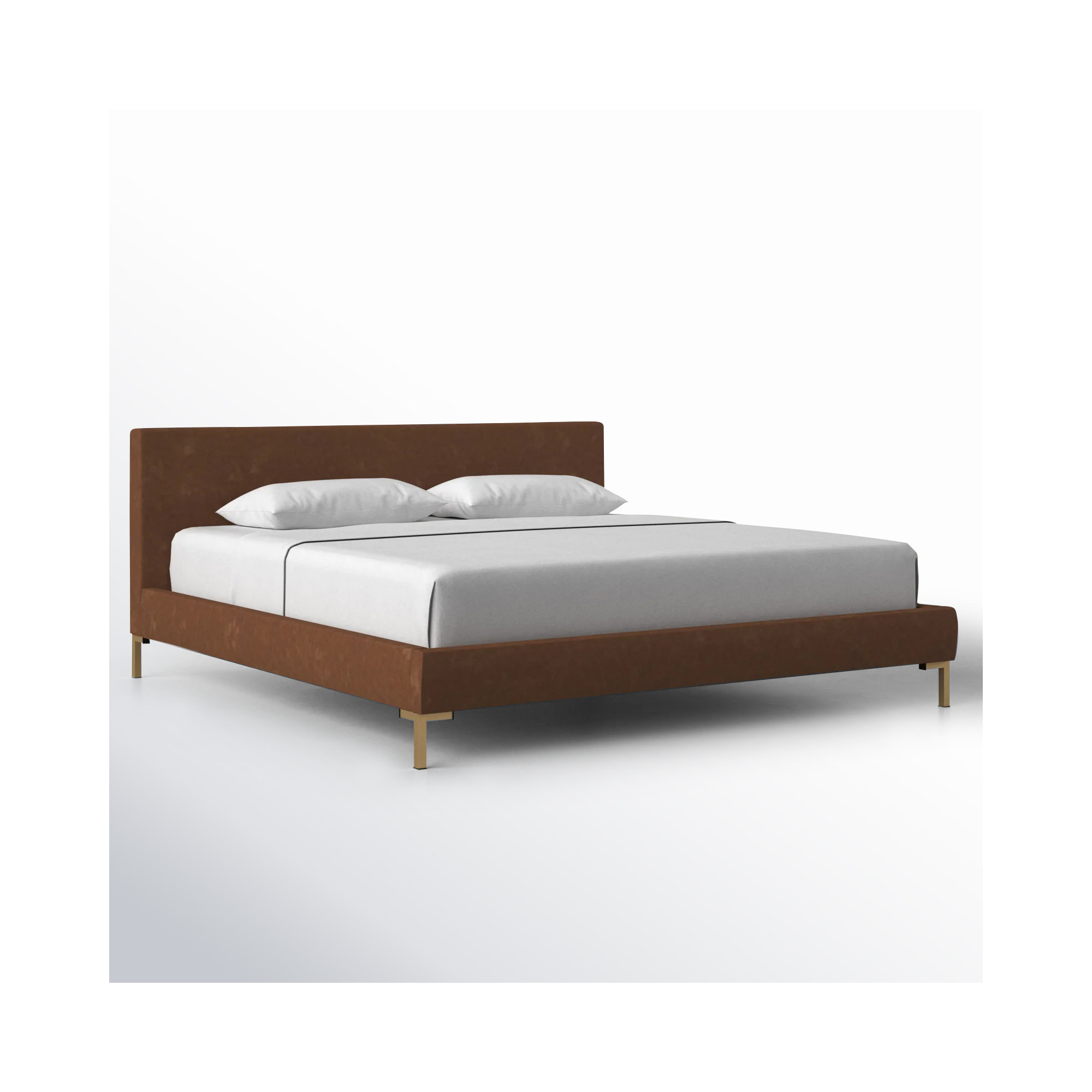Rand Upholstered Bed, Brass, Brass, Queen