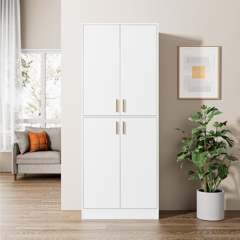 Armoire de cuisine Boscombe H 71 po avec 4 portes et 2 tablettes réglables, armoire de rangement classique pour salle à manger et salon