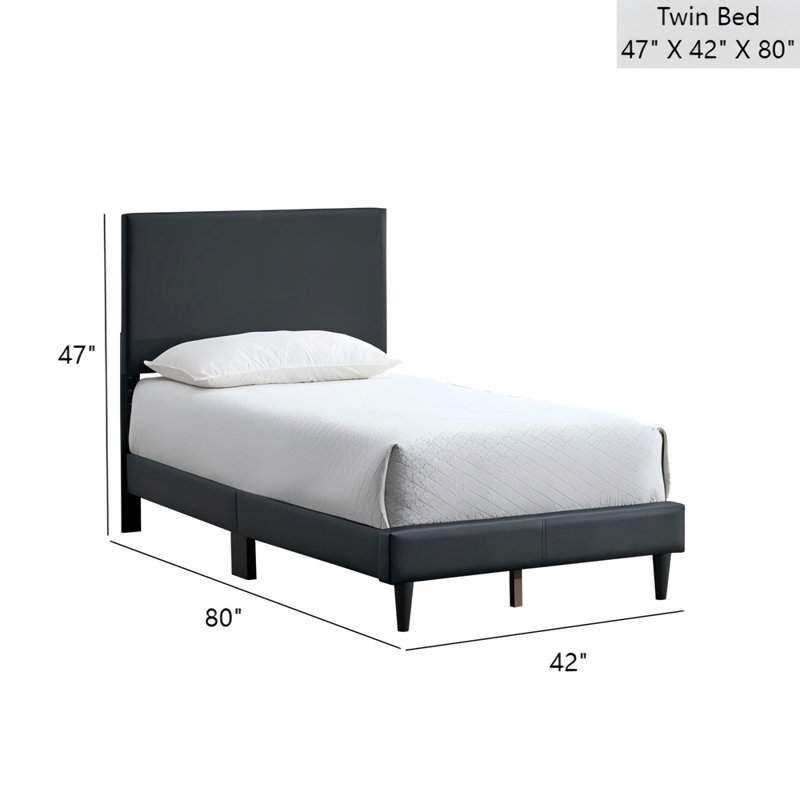 Lit simple Baron (matelas non inclus), Simple, Noir