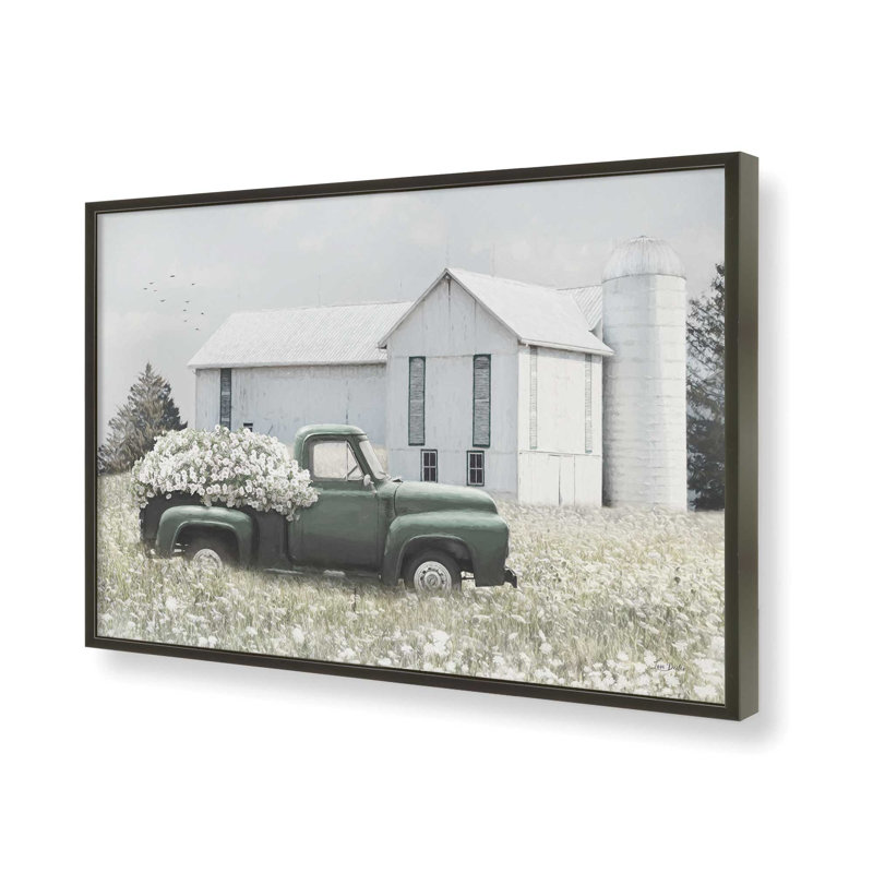 «Flowers on the Farm» par Lori Deiter, reproduction d'art, Toile avec cadre, L 30 po x H 20 po, Blanc