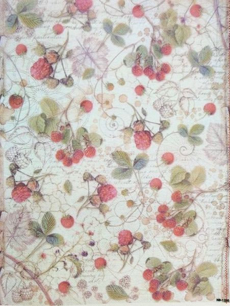 Tissu Aïda imprimé motif vigne de baies sauvages par Alisena KF-1260A