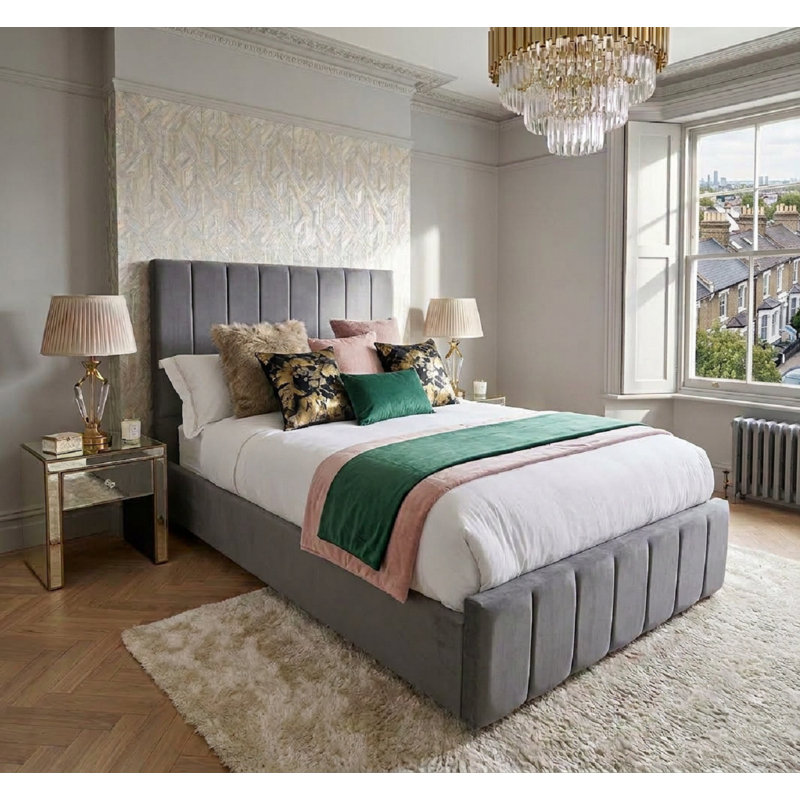 Upholstered Ottoman Storage Bed with Lift-Up Design, Double (4'6), Grey
