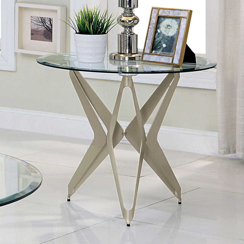 Table de bout contemporaine 24,5 po, champagne