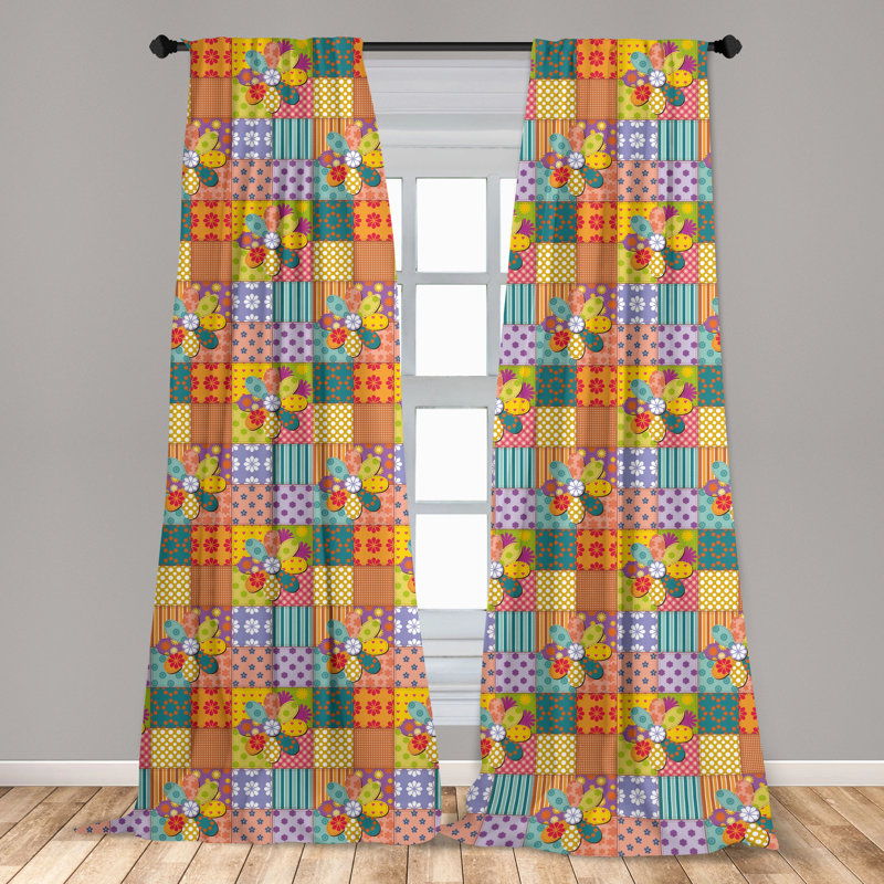Patchwork Semi-Sheer Rod Pocket Curtain Panels, 28" x 95"