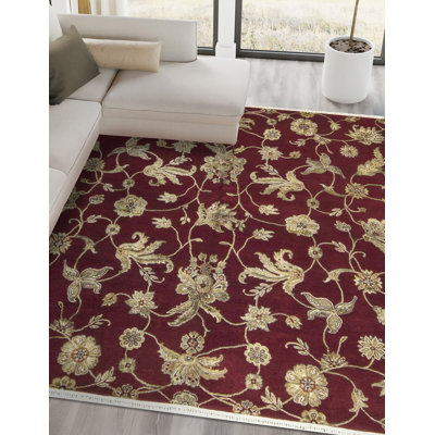 Tapis rouge et rouge noué à la main de haute qualité