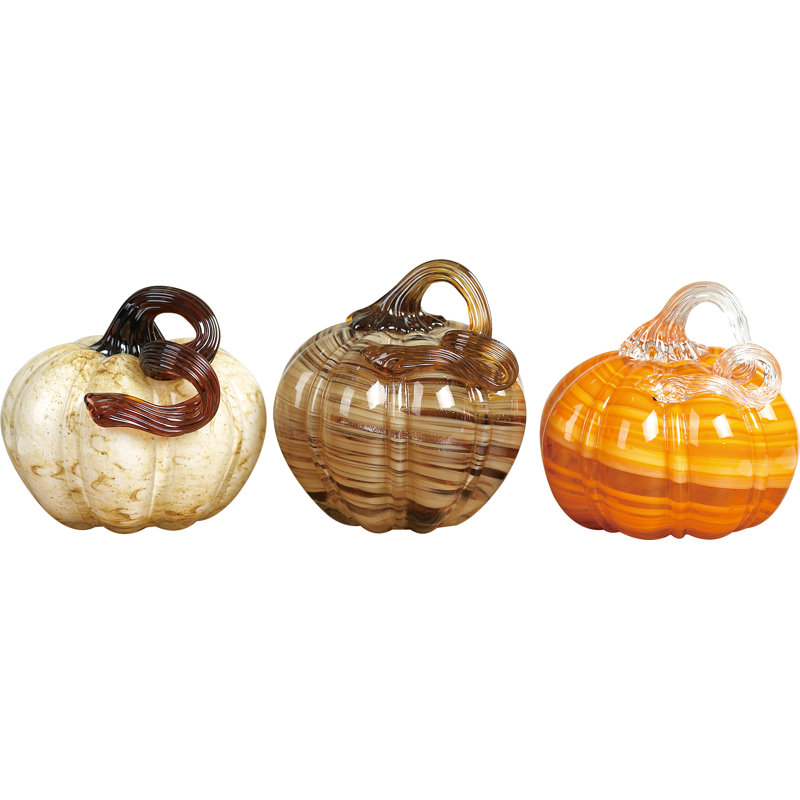  Ensemble de 3 décorations d'automne / récolte en verre