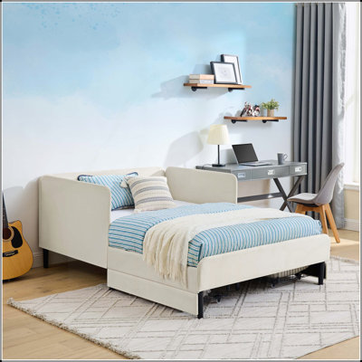 Full Size Adjustable Velvet Upholstered Platform Bed with 2 Storage Drawers, Beige
