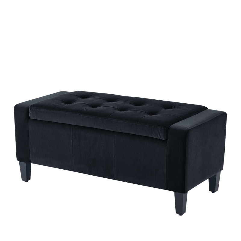 Polyester Upholstered Bench, Black