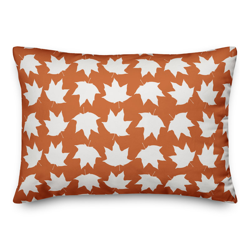  Housse de coussin lombaire à motif de feuilles, Orange
