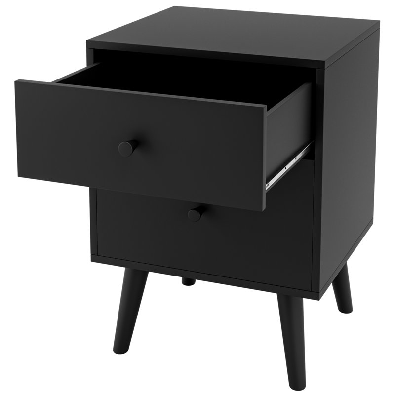 Woodacre 45cm W Bedside Table, Black
