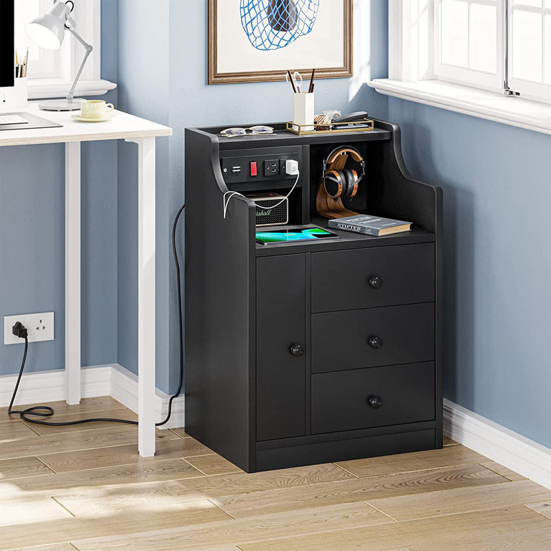 17.7'' W Nightstand, Black