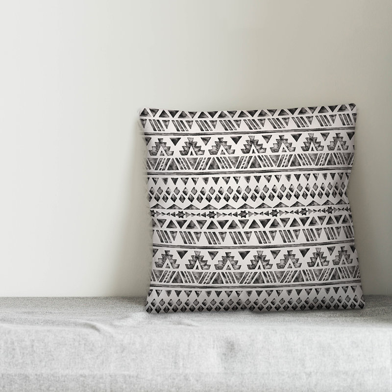 Throw Pillow, 20" x 20", Black Geometric 4