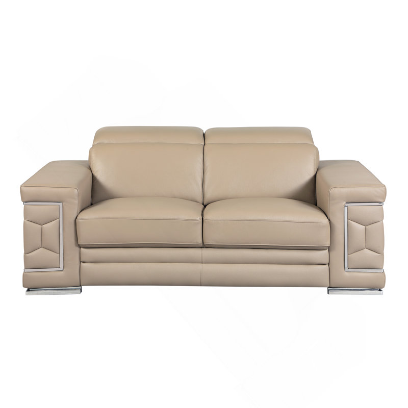 Causeuse en cuir italien à grain supérieur, Beige