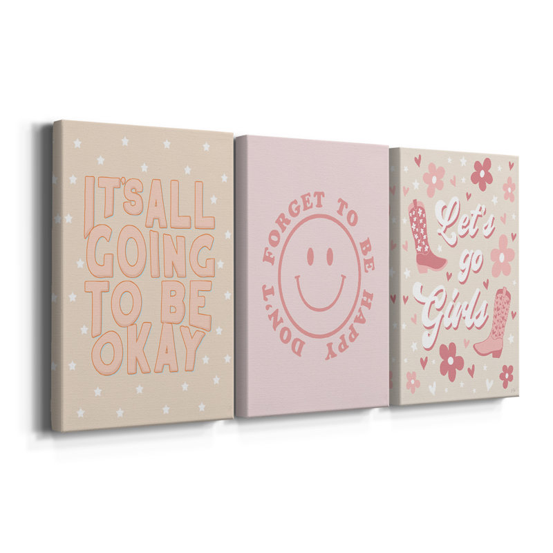 Going To Be Ok - Toile tendue avec châssis sur mesure - 3 pièces, H 12 po x l 24 po