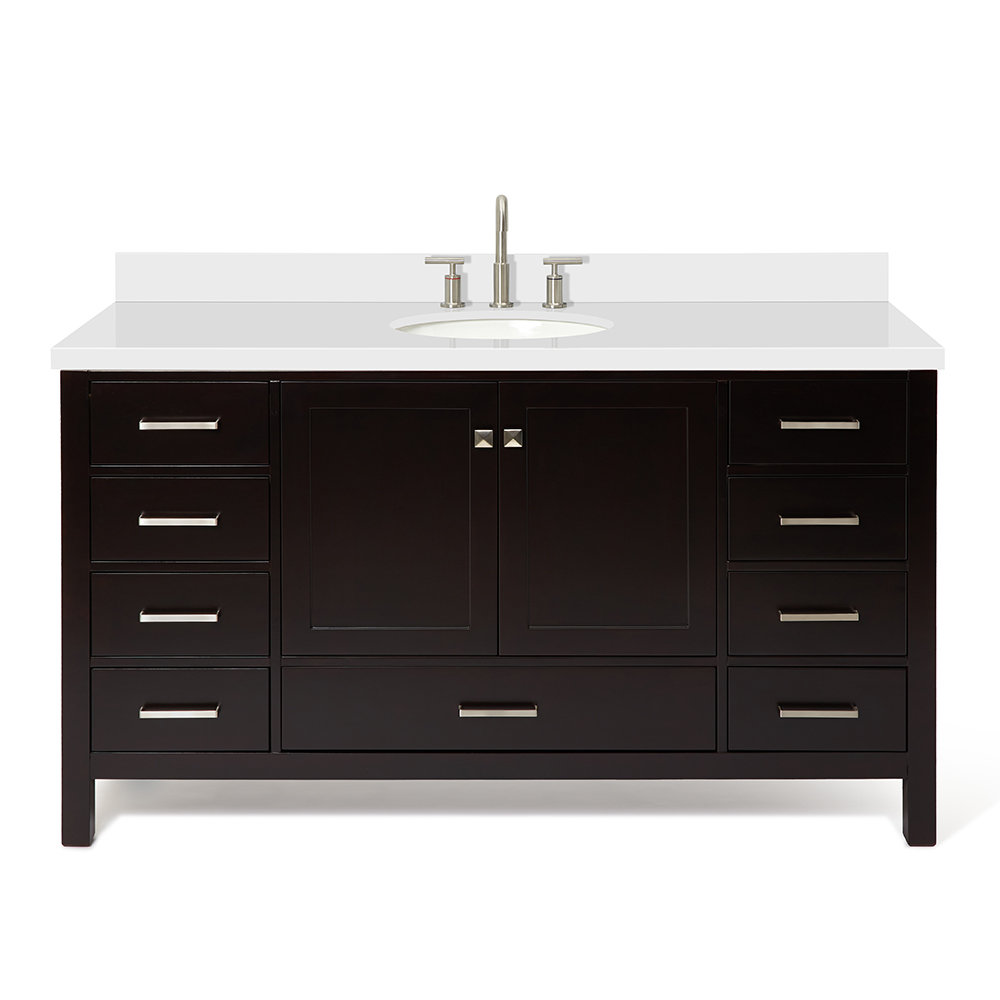 Amariani 61 in. W X 22 in. D X 35.25 in. H Vanity With Quartz Vanity Top With Basin Latitude Run® Base