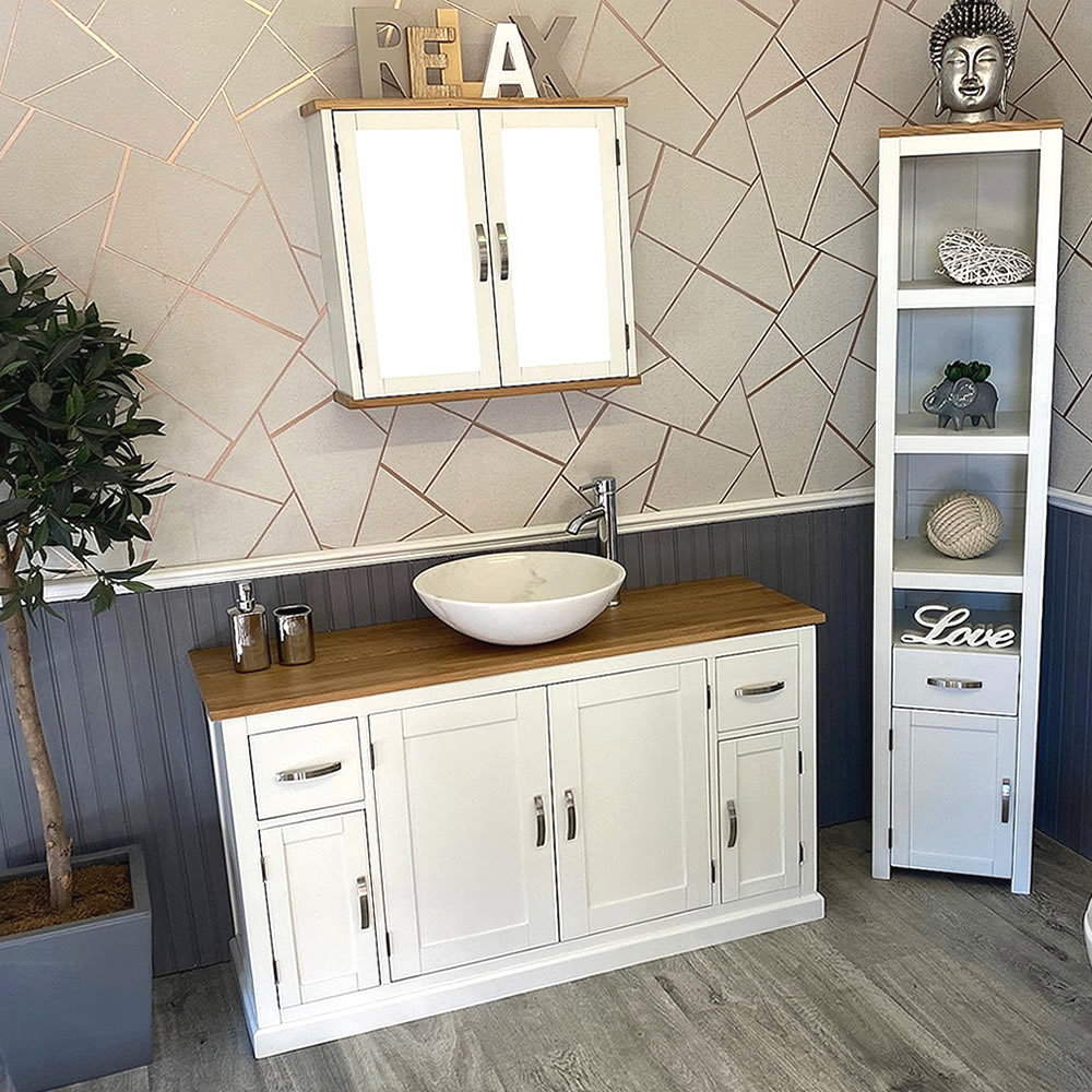 Anselmo Solid Oak 1230mm Free-standing Single Vanity Unit