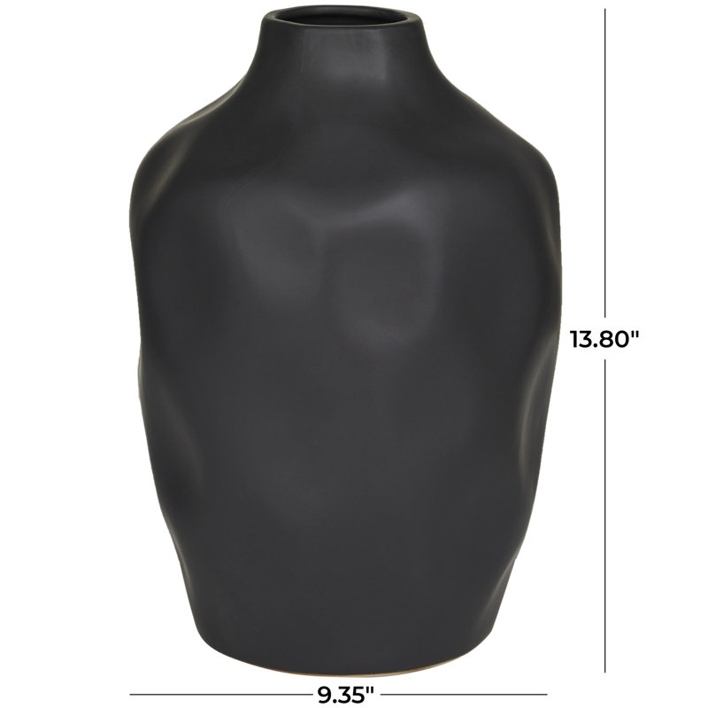 Vase de table en grès, Brun, H 13,8 po x l 9,35 po x P 9,25 po