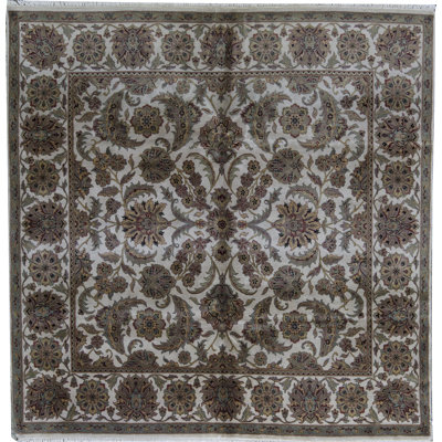 Tapis ivoire et ivoire noué à la main de haute qualité