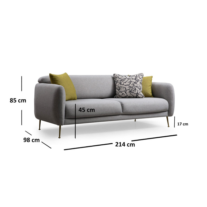 Élégant canapé-lit à 3 places, gris uni, 84,3 po x 38,6 po x 33,5 po | Structure en bois de hêtre et en carton, tissu 100% polyester | Coussins confortables en mousse et en plumes | Conception moderne avec mécanisme de changement de dossier, parfait pour les salons et les espaces invités