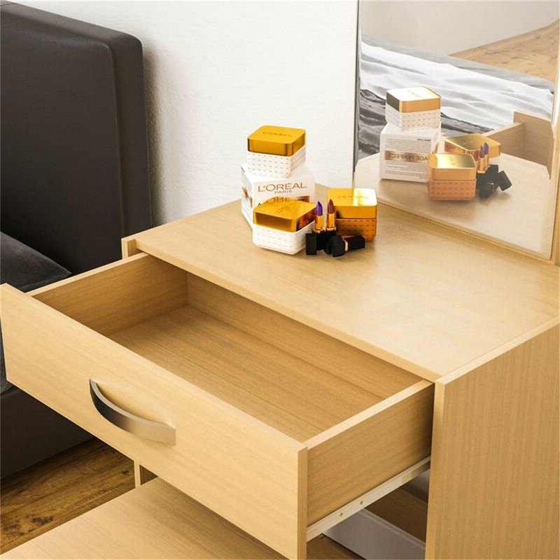 Wafrt Dressing Table with Mirror, Beige